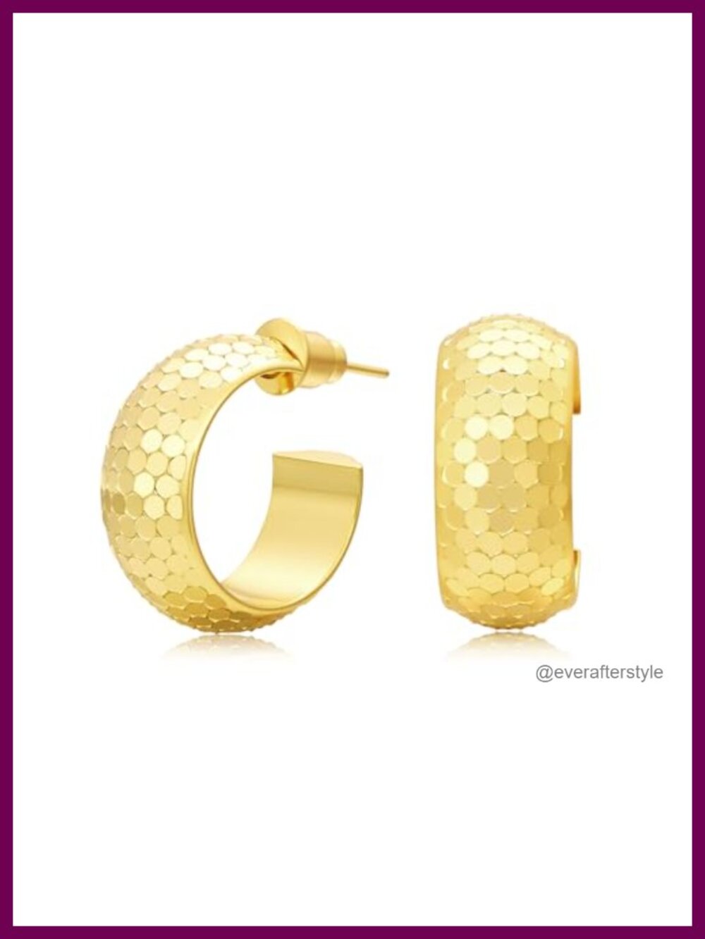 Small Chunky Half Huggie Hoop Earrings 18K Gold Plated 925 Sterling Silver